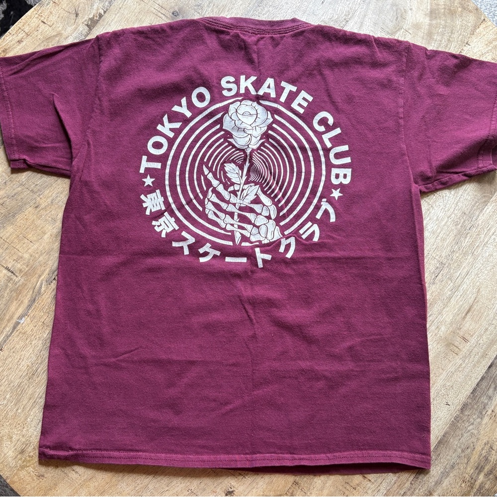 Tokyo Skate Club Short Sleeve Graphic Tee — Maroon